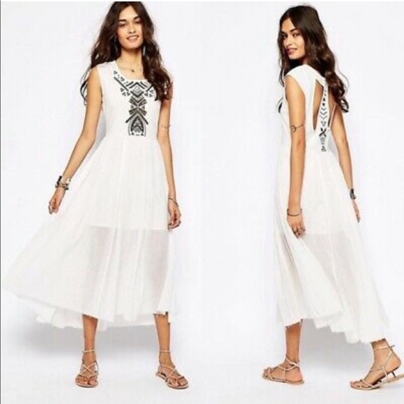 Free People Dresses & Skirts - Free people Toosaloosa Slub Meadow Boho Midi Dress Medium